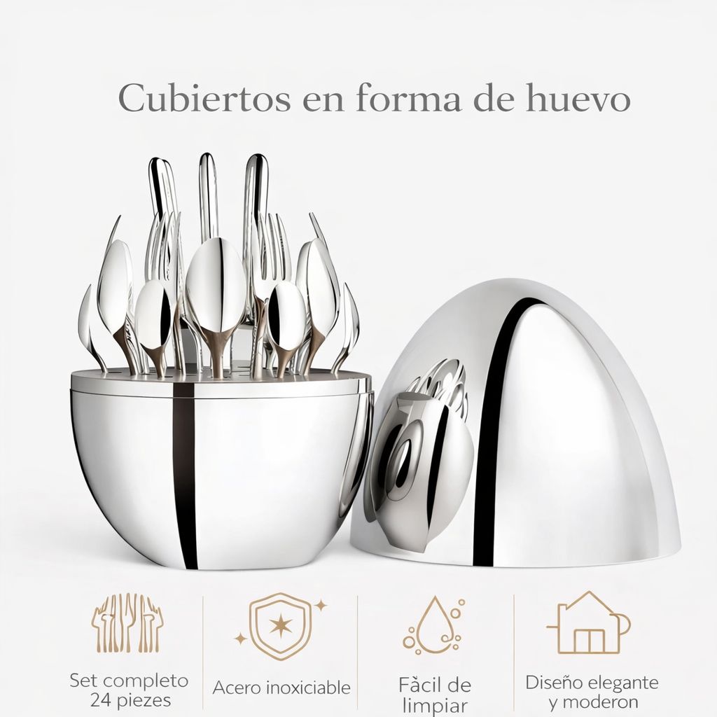 Cubiertos en forma de huevo 24 pcs