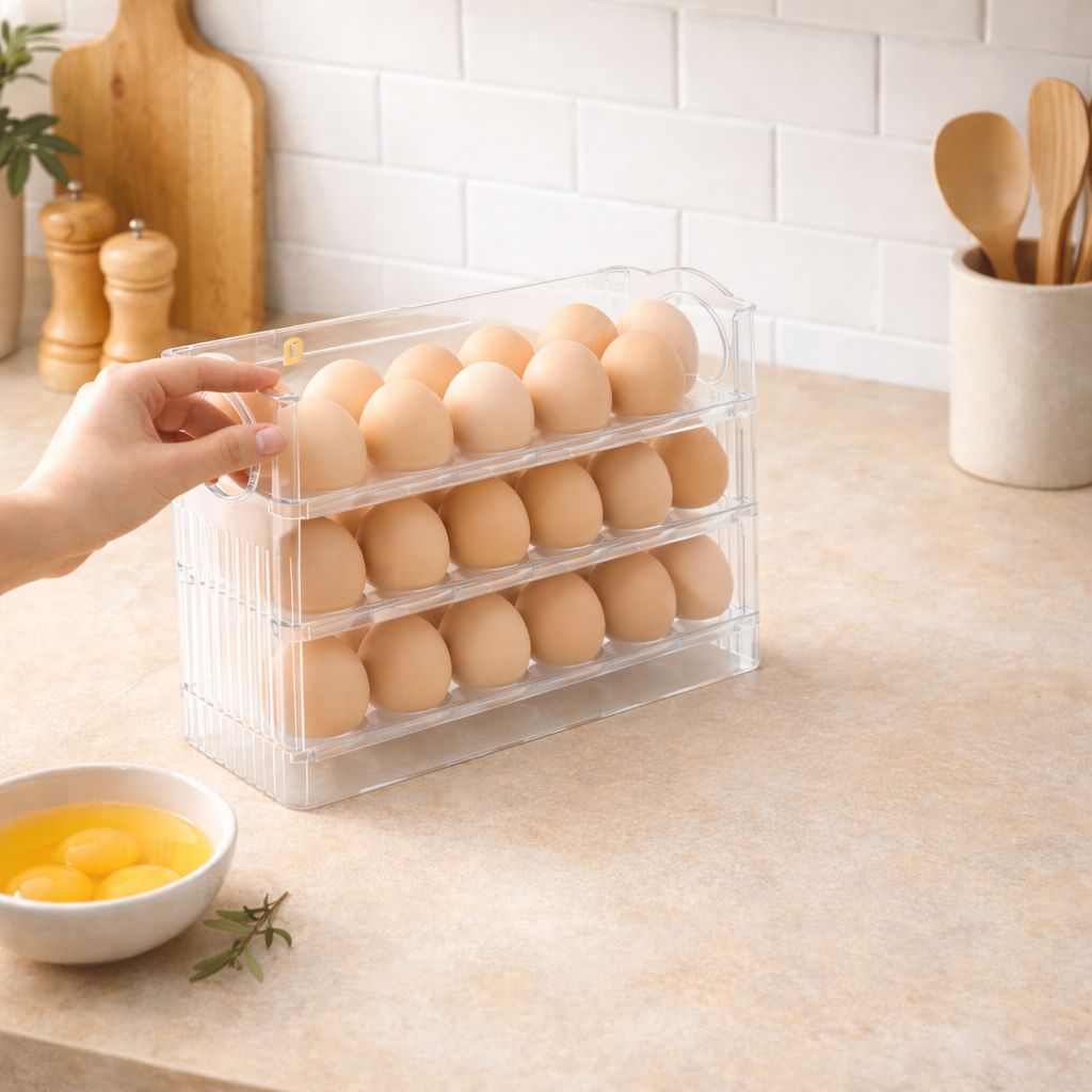 Organizador de huevos con medidor