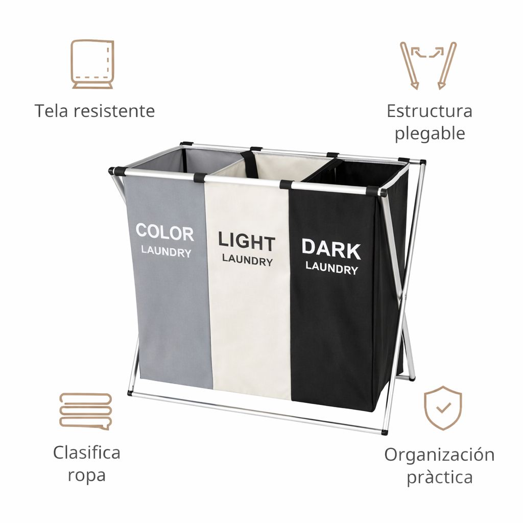 Cesta de Ropa Sucia 3 Espacios